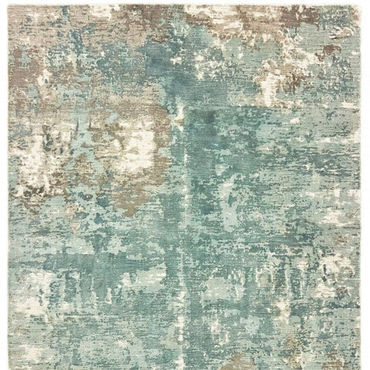 10' X 14' Blue And Gray Abstract Pattern Indoor Area Rug - Homeroots