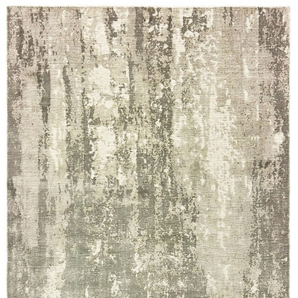 10' X 14' Gray And Ivory Abstract Splash Indoor Area Rug - Homeroots