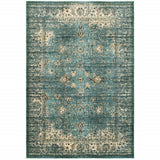 10' X 13' Peacock Blue And Ivory Indoor Area Rug - Homeroots