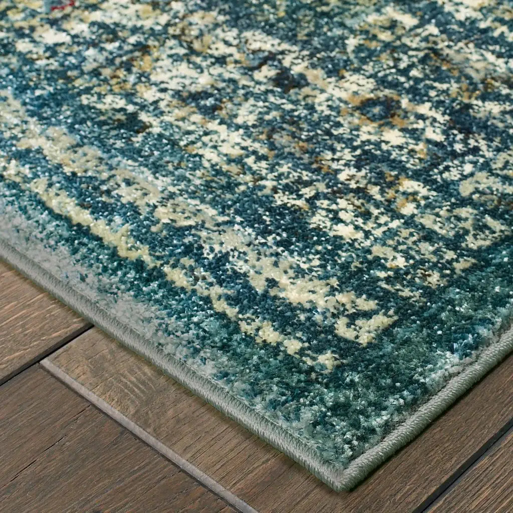 10' X 13' Peacock Blue And Ivory Indoor Area Rug - Homeroots - Flyclothing LLC