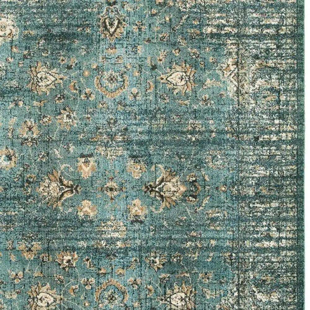 10' X 13' Peacock Blue And Ivory Indoor Area Rug - Homeroots - Flyclothing LLC