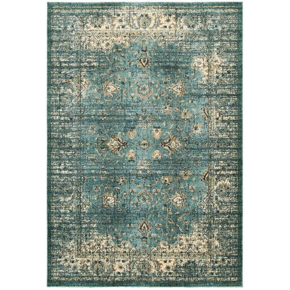 10' X 13' Peacock Blue And Ivory Indoor Area Rug - Homeroots - Flyclothing LLC