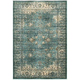 10' X 13' Peacock Blue And Ivory Indoor Area Rug - Homeroots