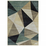 10' X 13' Gray And Teal Geometrics Indoor Area Rug - Homeroots