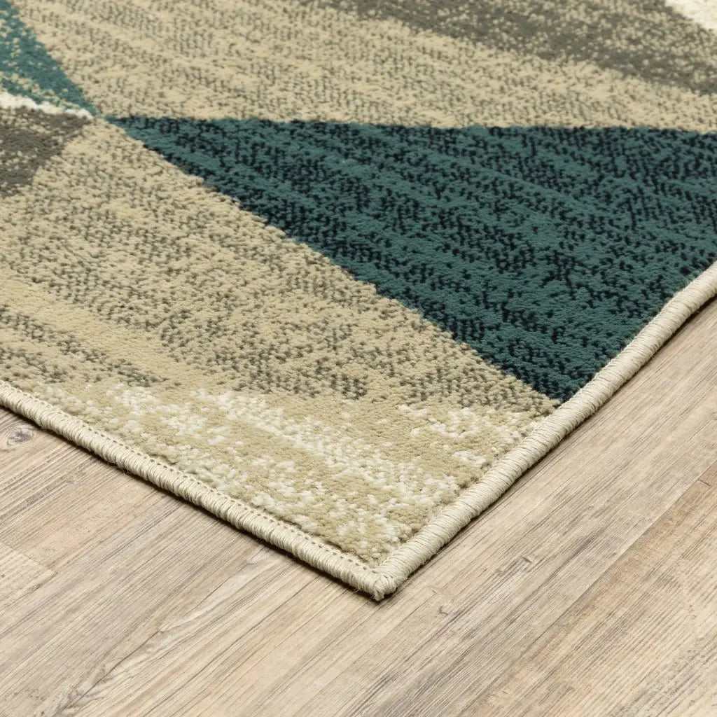 10' X 13' Gray And Teal Geometrics Indoor Area Rug - Homeroots - Flyclothing LLC