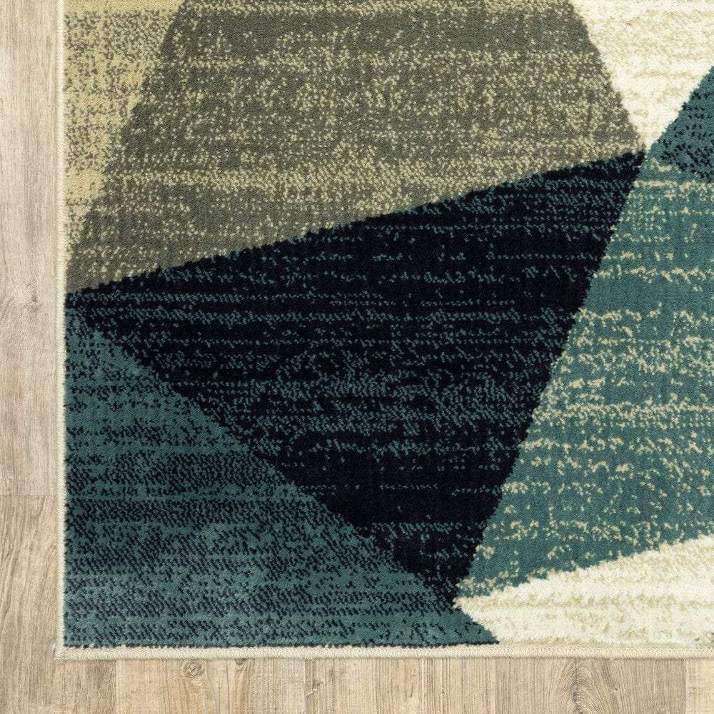 10' X 13' Gray And Teal Geometrics Indoor Area Rug - Homeroots - Flyclothing LLC