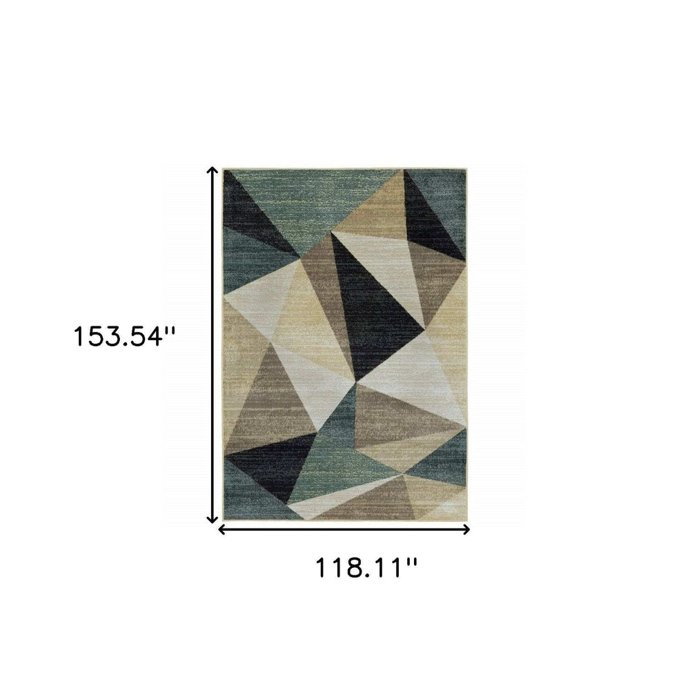 10' X 13' Gray And Teal Geometrics Indoor Area Rug - Homeroots - Flyclothing LLC