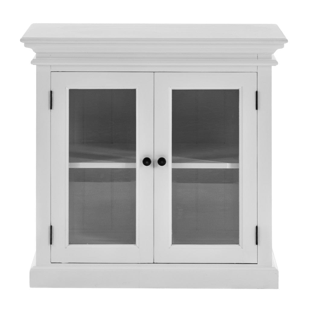 35" White Wood and Glass Two Door Accent Cabinet - Homeroots