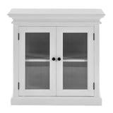 35" White Wood and Glass Two Door Accent Cabinet - Homeroots