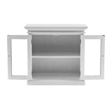 35" White Wood and Glass Two Door Accent Cabinet - Homeroots