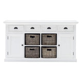 Modern Farmhouse White Buffet With Baskets - Homeroots - Flyclothing LLC