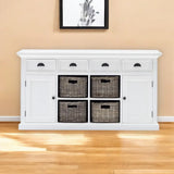 Modern Farmhouse White Buffet With Baskets - Homeroots - Flyclothing LLC