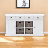 Modern Farmhouse White Buffet With Baskets - Homeroots