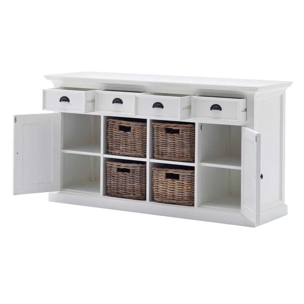 Modern Farmhouse White Buffet With Baskets