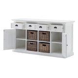Modern Farmhouse White Buffet With Baskets - Homeroots - Flyclothing LLC