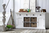 Modern Farmhouse White Buffet With Baskets - Homeroots - Flyclothing LLC