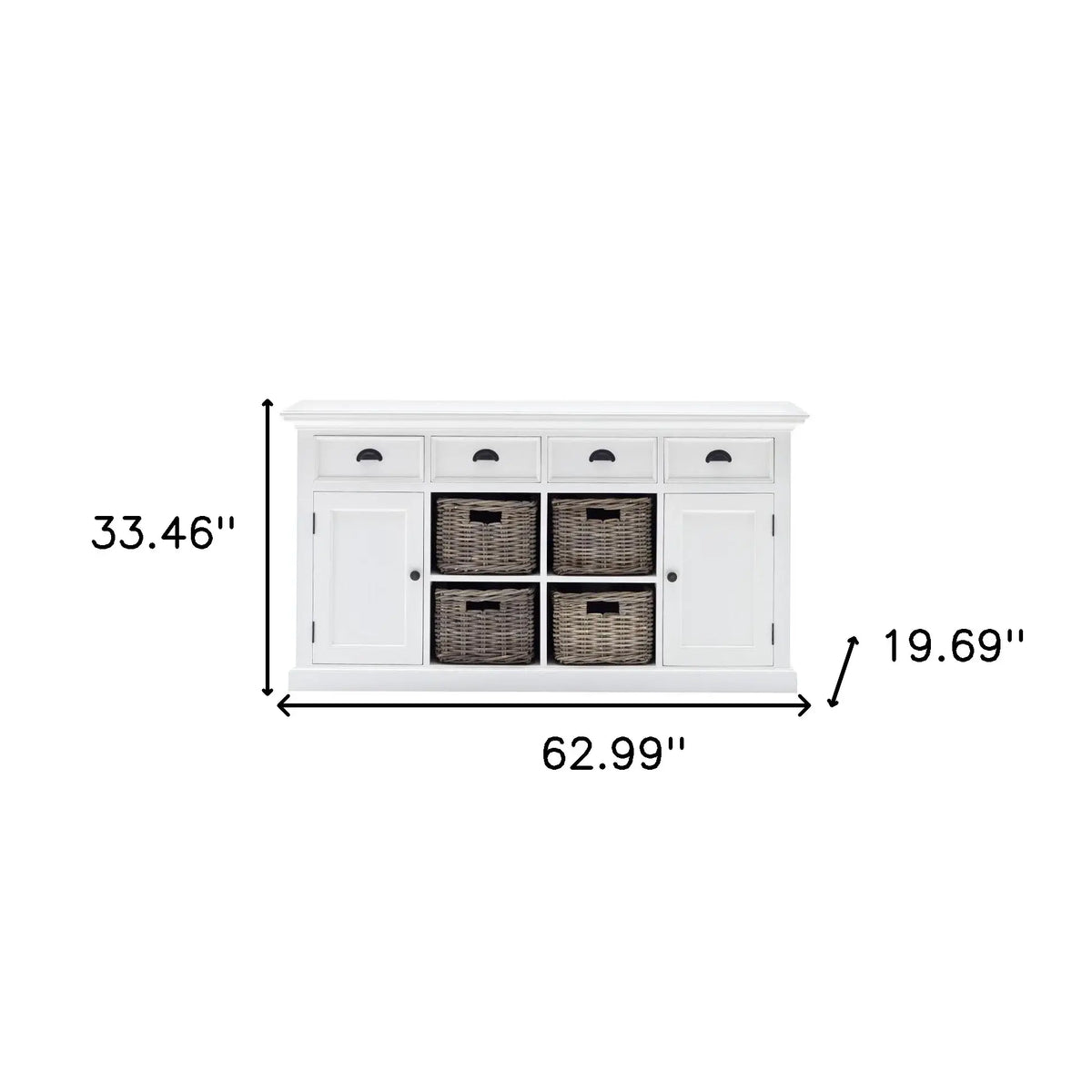 Modern Farmhouse White Buffet With Baskets - Homeroots - Flyclothing LLC