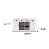 Modern Farmhouse White Buffet With Baskets - Homeroots - Flyclothing LLC