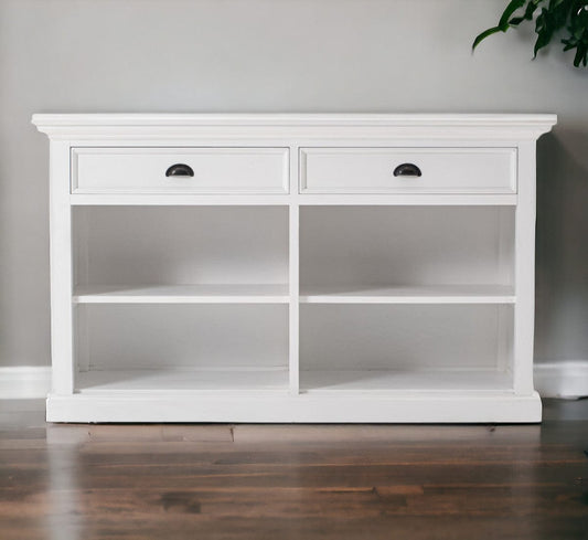 57" White Wood Two Drawer Buffet Server - Homeroots
