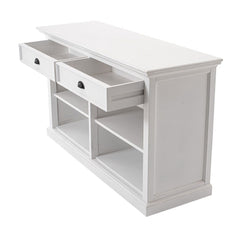 57" White Wood Two Drawer Buffet Server - Homeroots