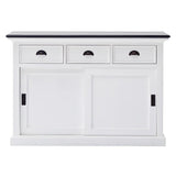 Modern Farmhouse Black And White Buffet Server With Sliding Doors - Homeroots