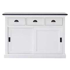 Modern Farmhouse Black And White Buffet Server With Sliding Doors