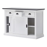 Modern Farmhouse Black And White Buffet Server With Sliding Doors - Homeroots