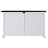 Modern Farmhouse Black And White Buffet Server With Sliding Doors - Homeroots