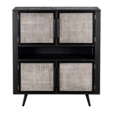 Modern Rustic Black Rattan Double Decker Accent Cabinet - Homeroots - Flyclothing LLC