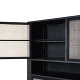 Modern Rustic Black Rattan Double Decker Accent Cabinet - Homeroots - Flyclothing LLC