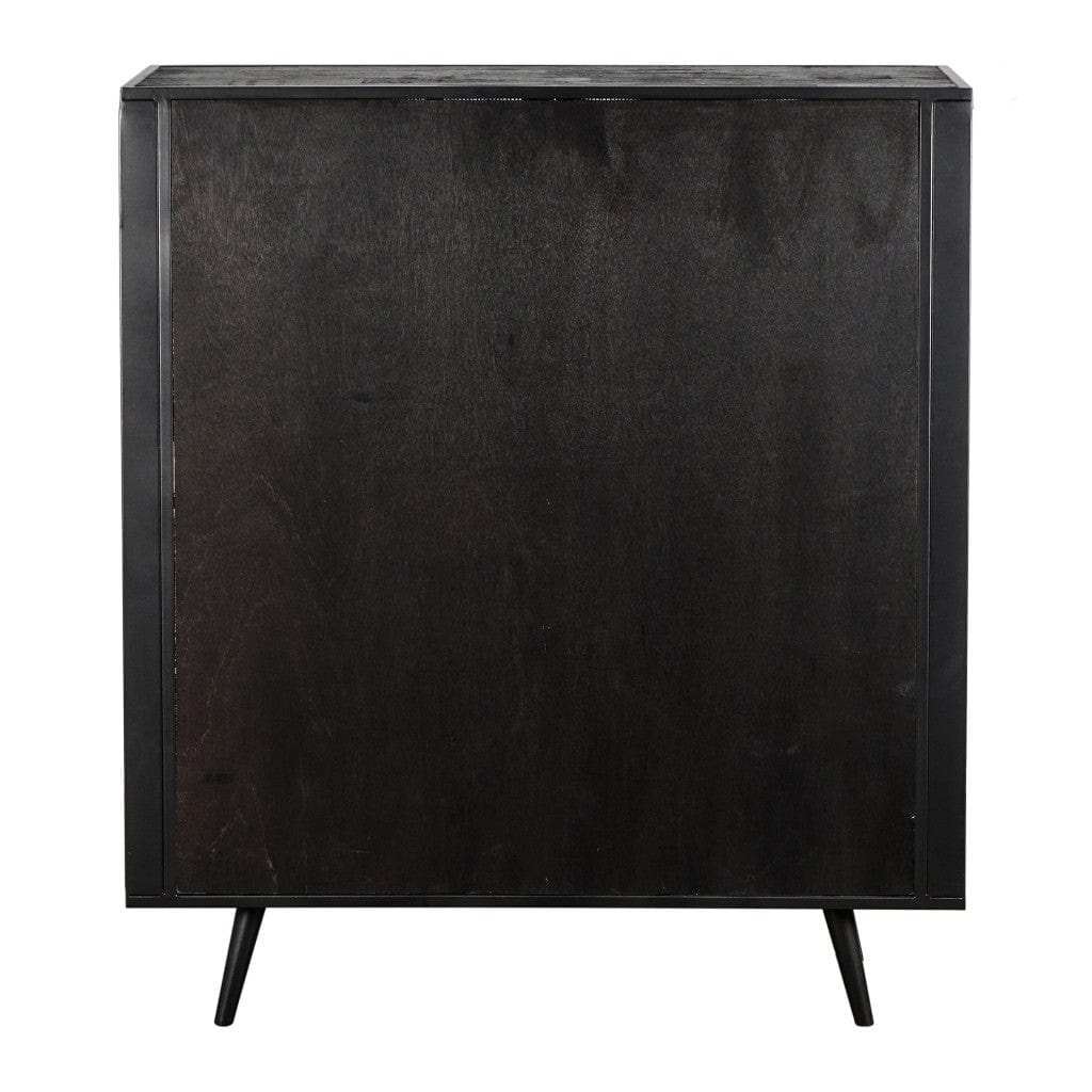Modern Rustic Black Rattan Double Decker Accent Cabinet - Homeroots - Flyclothing LLC