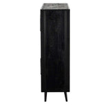 Modern Rustic Black Rattan Double Decker Accent Cabinet - Homeroots - Flyclothing LLC