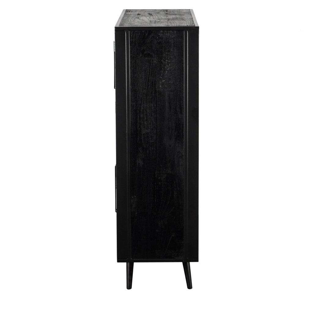 Modern Rustic Black Rattan Double Decker Accent Cabinet - Homeroots - Flyclothing LLC