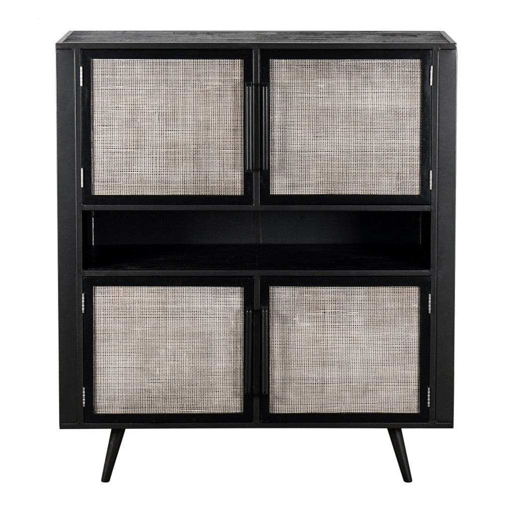 Modern Rustic Black Rattan Double Decker Accent Cabinet - Homeroots - Flyclothing LLC