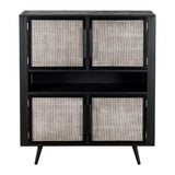 Modern Rustic Black Rattan Double Decker Accent Cabinet - Homeroots - Flyclothing LLC