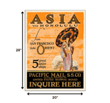 Asia via Honolulu Vintage Travel Unframed Print Wall Art - Homeroots - Flyclothing LLC