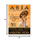 Asia via Honolulu Vintage Travel Unframed Print Wall Art - Homeroots - Flyclothing LLC