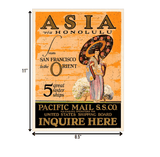 Asia Via Honolulu Vintage Travel Unframed Print Wall Art - Homeroots - Flyclothing LLC