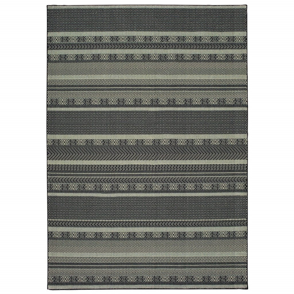 9' X 12' Black Ivory Machine Woven Geometric Indoor Area Rug - Homeroots