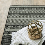 9' X 12' Black Ivory Machine Woven Geometric Indoor Area Rug - Homeroots