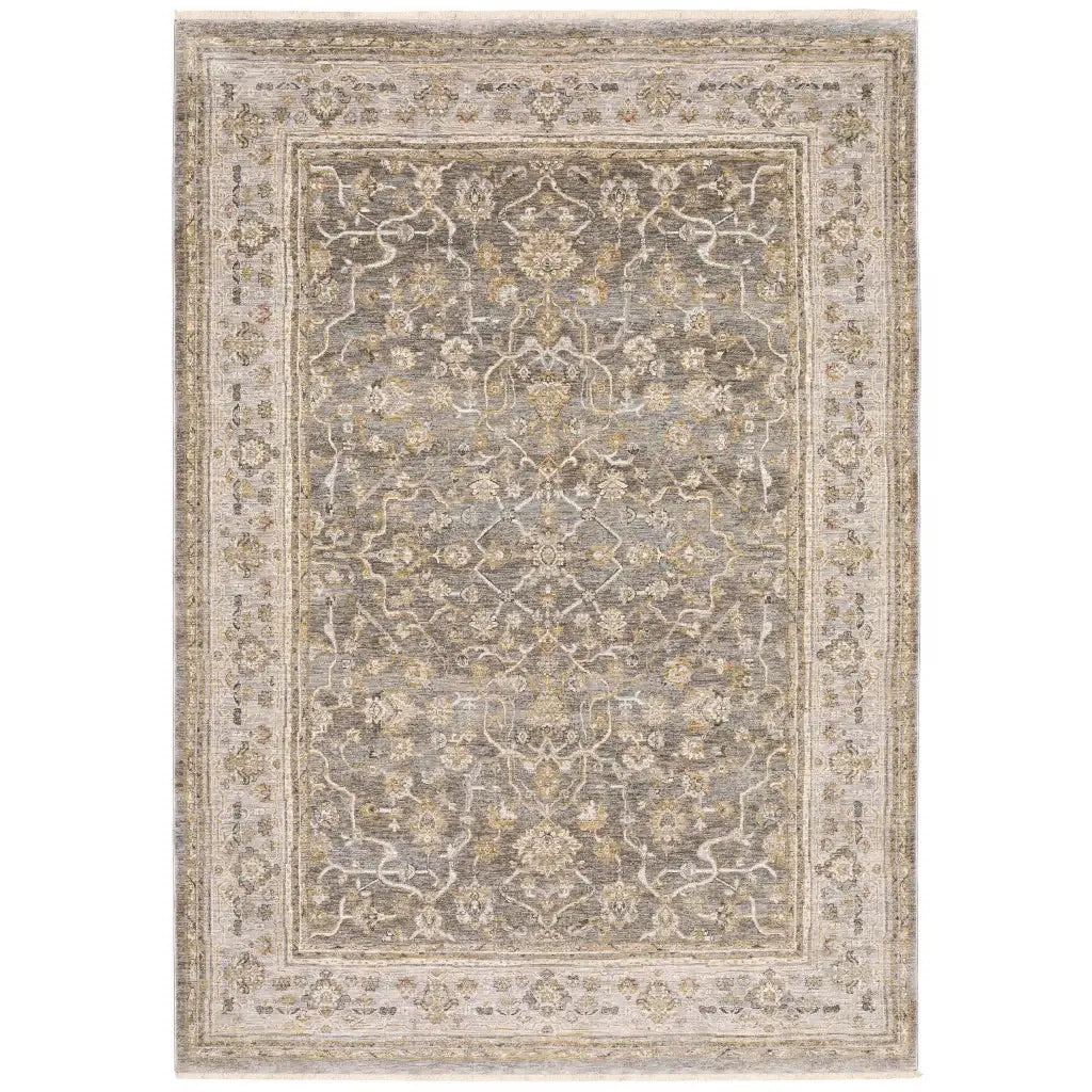 5' X 8' Beige Grey Machine Woven Oriental Indoor Arean Rug - Homeroots - Flyclothing LLC