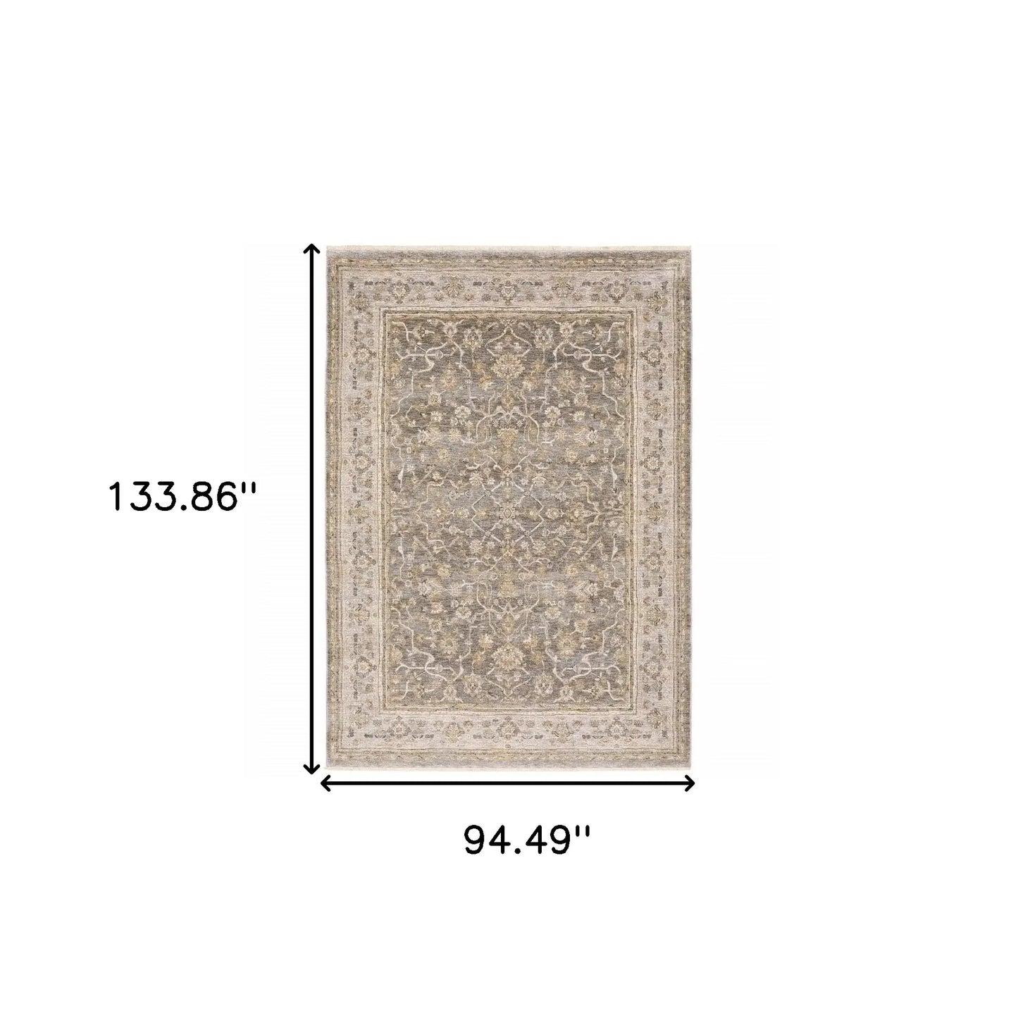 7' X 10' Beige Grey Machine Woven Oriental Indoor Arean Rug - Homeroots - Flyclothing LLC