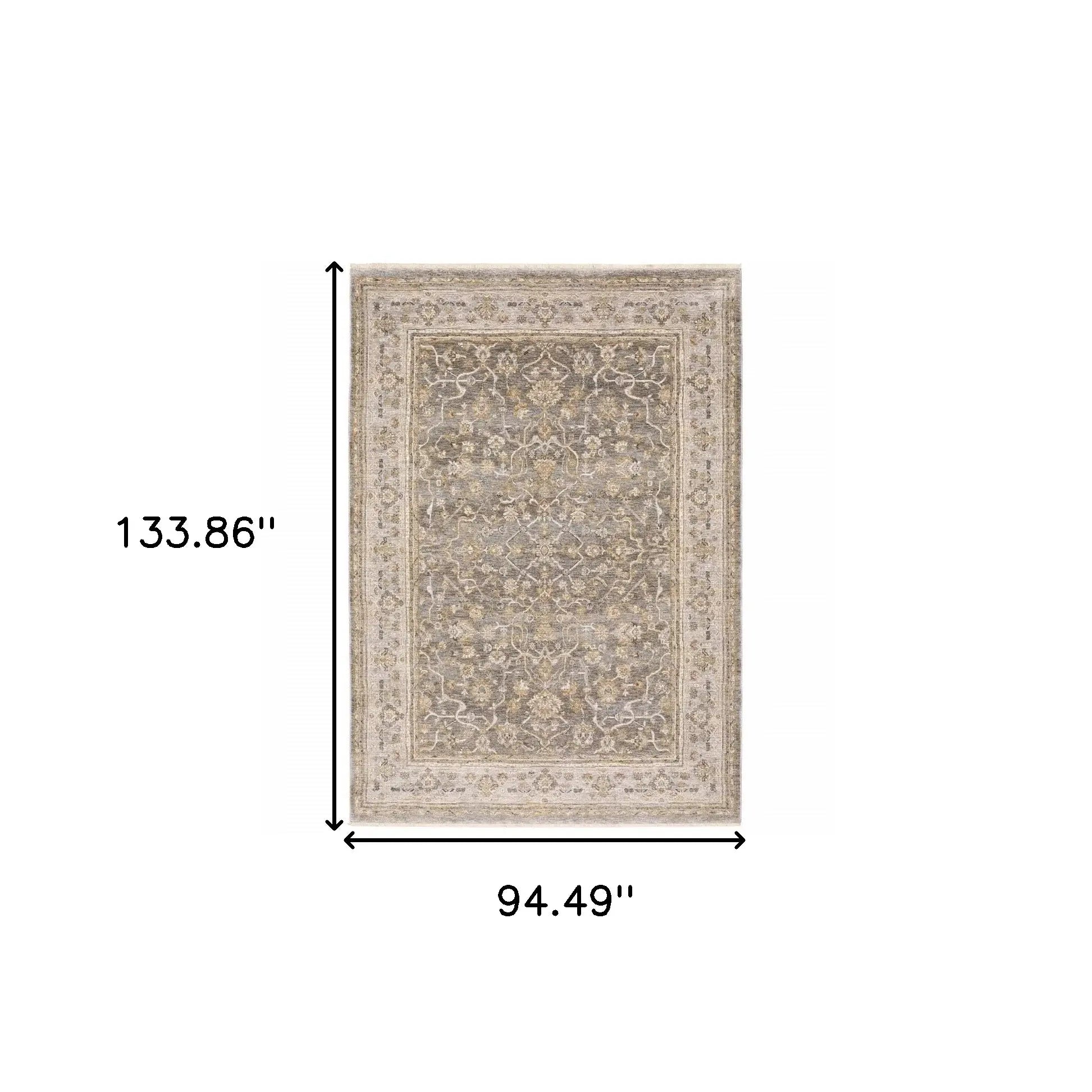 7' X 10' Beige Grey Machine Woven Oriental Indoor Arean Rug - Homeroots - Flyclothing LLC