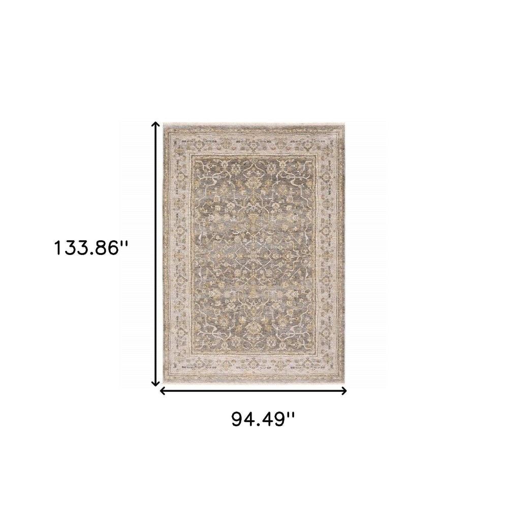 7' X 10' Beige Grey Machine Woven Oriental Indoor Arean Rug - Homeroots - Flyclothing LLC
