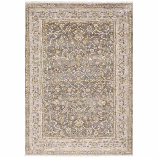 9' X 12' Beige Grey Machine Woven Oriental Indoor Arean Rug - Homeroots - Flyclothing LLC