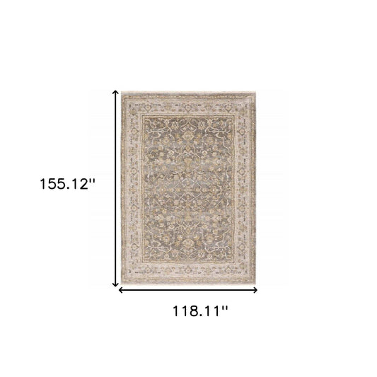 9' X 12' Beige Grey Machine Woven Oriental Indoor Arean Rug - Homeroots - Flyclothing LLC