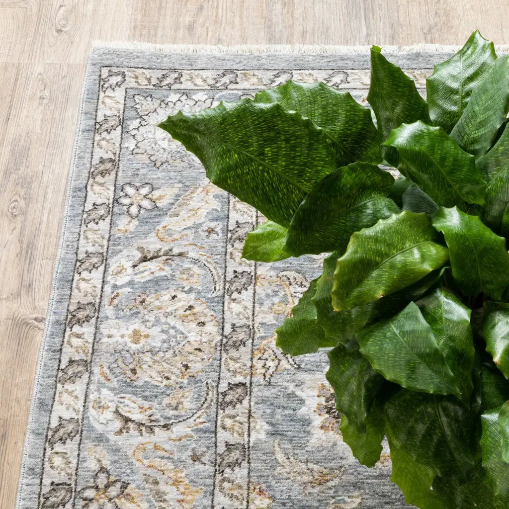 7' X 10' Blue Ivory Machine Woven Floral Oriental Indoor Area Rug - Homeroots - Flyclothing LLC