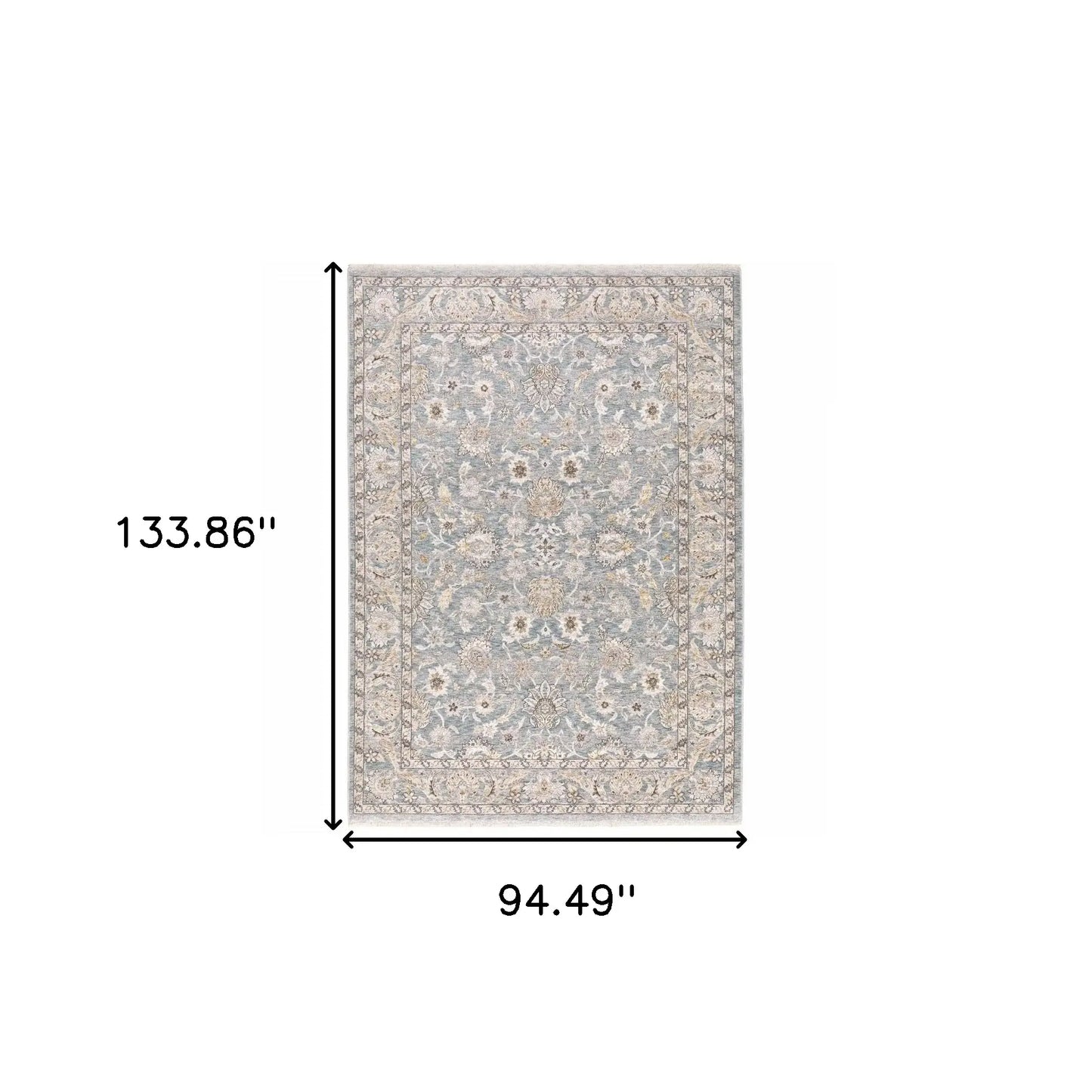 7' X 10' Blue Ivory Machine Woven Floral Oriental Indoor Area Rug - Homeroots - Flyclothing LLC