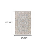 7' X 10' Blue Ivory Machine Woven Floral Oriental Indoor Area Rug - Homeroots - Flyclothing LLC