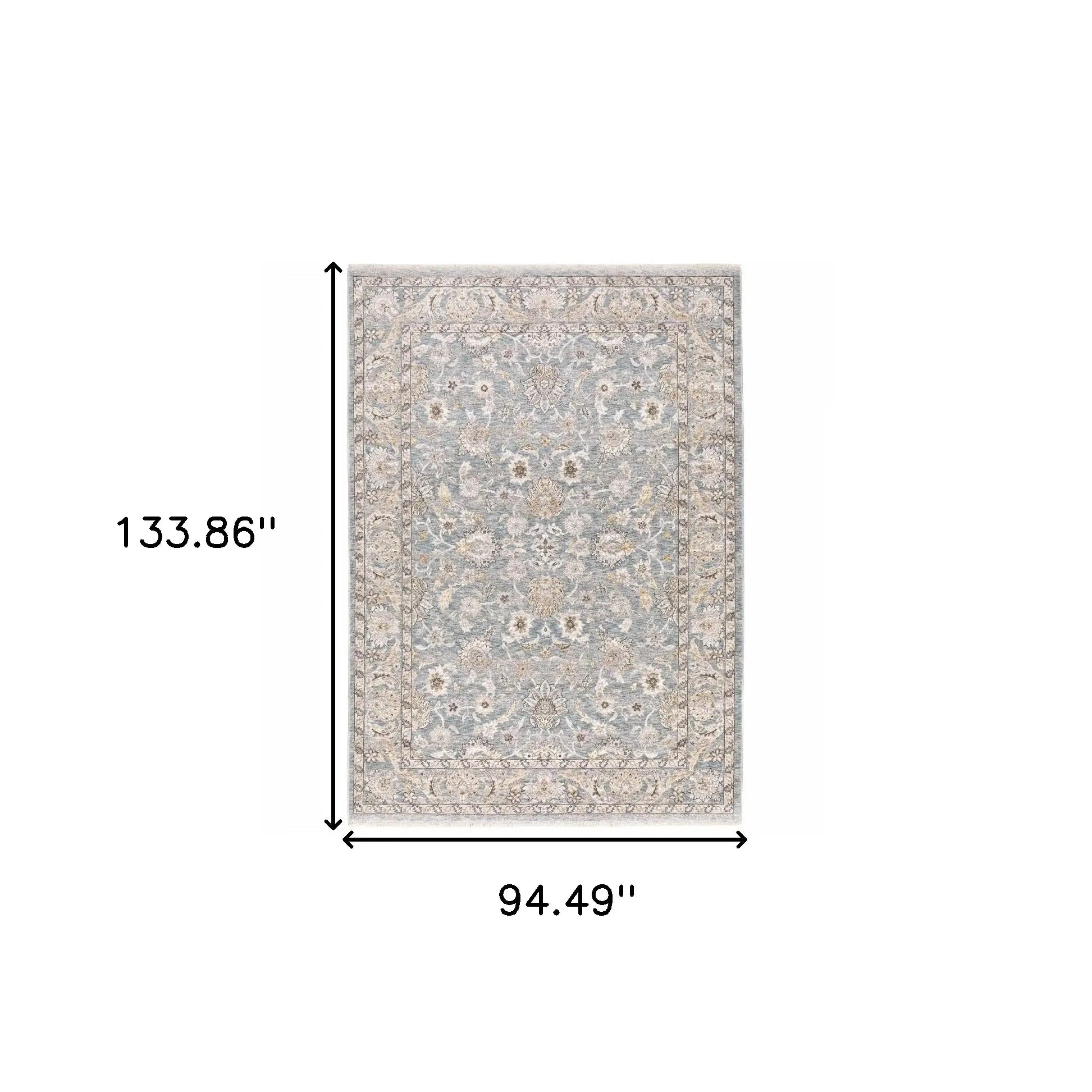 7' X 10' Blue Ivory Machine Woven Floral Oriental Indoor Area Rug - Homeroots - Flyclothing LLC